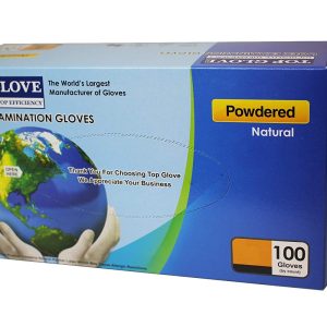 Top Glove jednorázové latexové rukavice s púdrom 100ks S