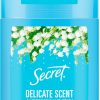 <p>SECRET STICK TUHÝ ANTIPERSPIRANT DELICATE - 40 ml</p>
<p>Deodorant je navrhnutý špeciálne pre ženy. Má vyvážené pH.</p>
<p>Zaručuje dlhodobejšiu ochranu po celý deň. Vďaka svojmu zloženiu je účinný a poskytuje nepretržitú ochranu. Skladá sa z osviežujúcich zložiek odolných voči poteniu a poskytuje ochranu a sviežosť.</p>
<p>Nepoužívajte na poškodenú a zapálenú pokožku.</p> Secret Key Delicate Scent antiperpirant stick 40ml