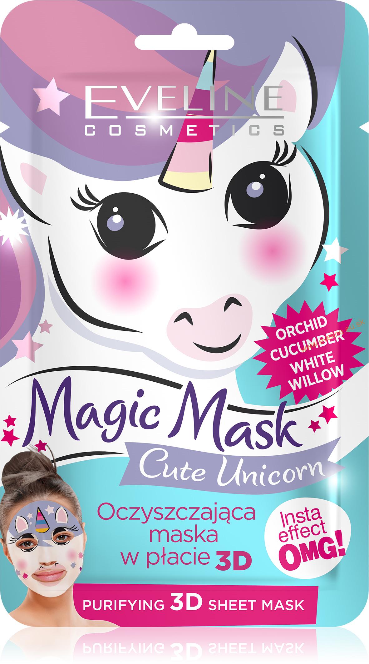 Eveline Cosmetics EVELINE Magic Mask čistiaca Cute Unicorn látková maska 1ks Eveline Cosmetics EVELINE Magic Mask čistiaca Cute Unicorn látková maska 1ks