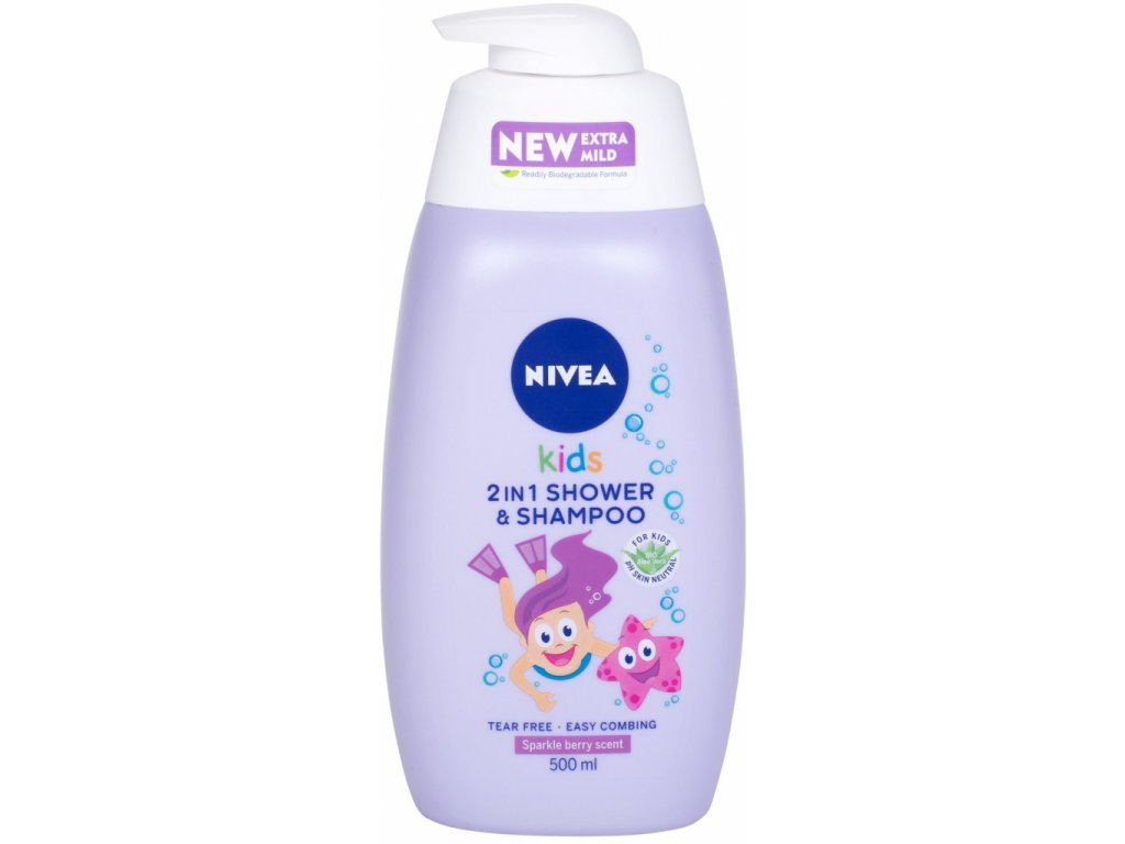 Nivea Kids 2in1 Sparkle Berry sprchový gél a šampón pre deti 500ml Nivea Kids 2in1 Sparkle Berry sprchový gél a šampón pre deti 500ml