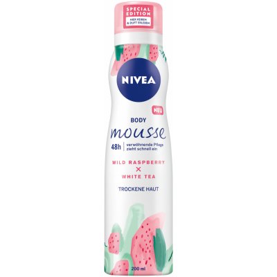 Nivea Body Mousse Wild Raspberry & White Tea Telové mlieko 200ml Nivea Body Mousse Wild Raspberry & White Tea Telové mlieko 200ml
