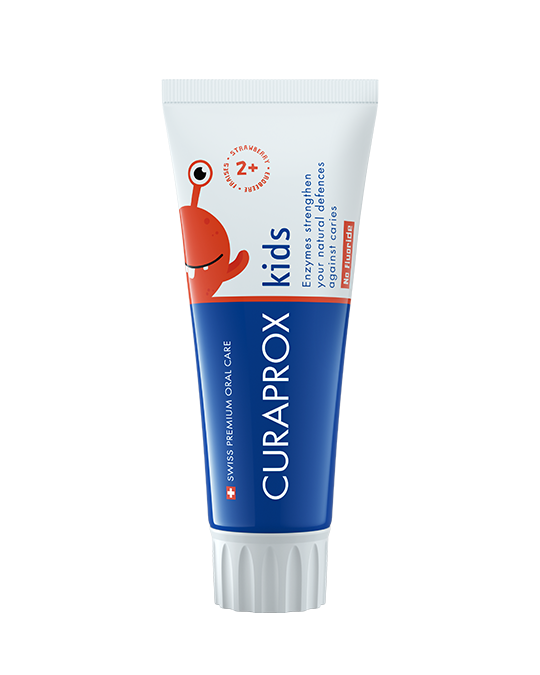CURAPROX Detská zubná pasta 60ml Farba: Jahodová bez fluoridu CURAPROX Detská zubná pasta 60ml Farba: Jahodová bez fluoridu