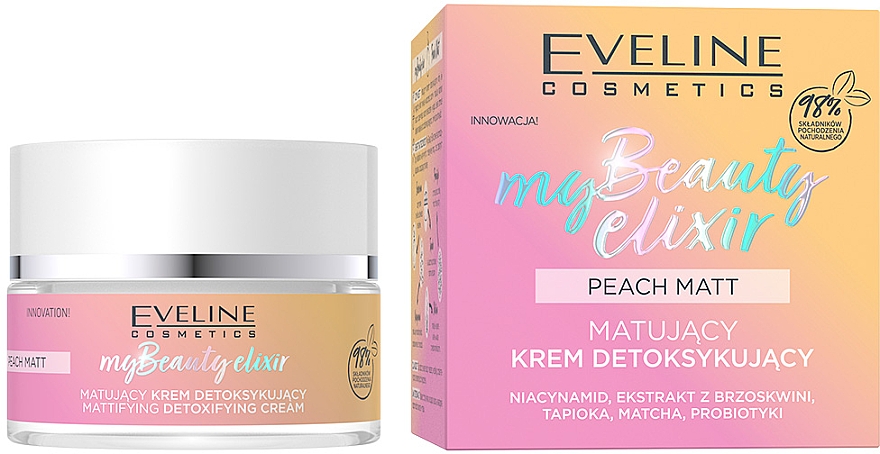 Eveline Cosmetics EVELINE my Beauty Elixir Peach Matt zmatňujúci krém 50ml Eveline Cosmetics EVELINE my Beauty Elixir Peach Matt zmatňujúci krém 50ml