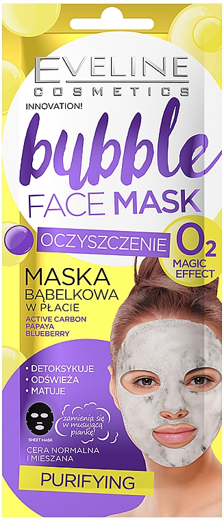 Eveline Cosmetics EVELINE bubble hydratačna maska papaya/bueberry 1ks Eveline Cosmetics EVELINE bubble hydratačna maska papaya/bueberry 1ks