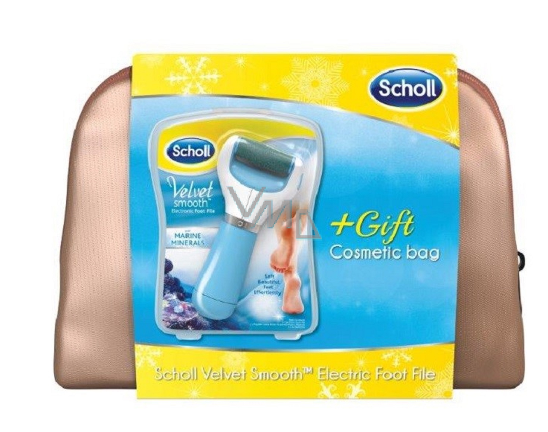 Scholl Velvet Smooth elektrický pilník na chodidlá + 1 ks hlavica + taštička darčeková sada Scholl Velvet Smooth elektrický pilník na chodidlá + 1 ks hlavica + taštička darčeková sada