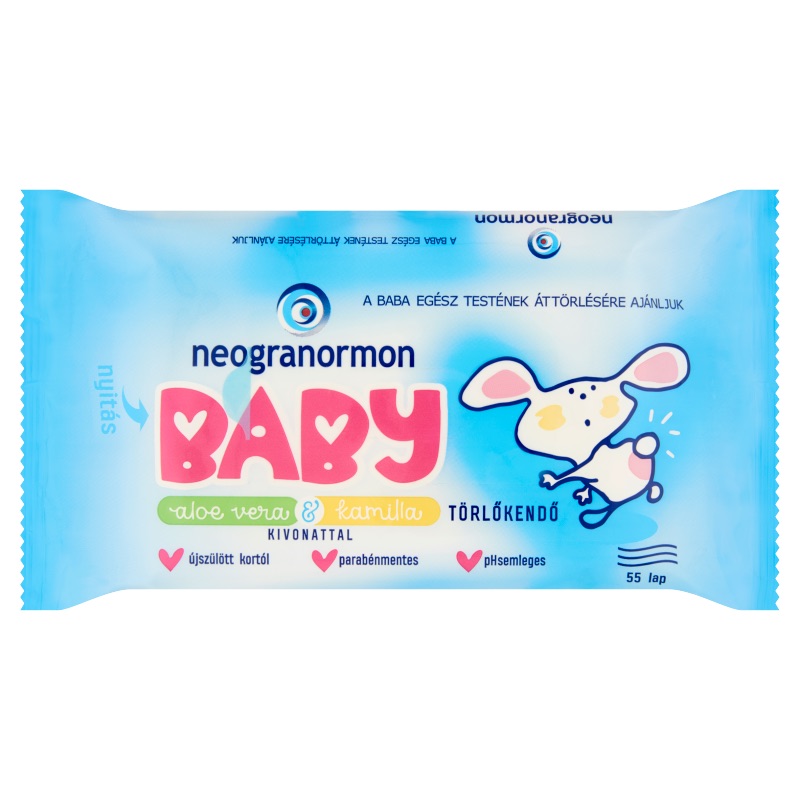 Neogranormon Baby vlhčené utierky aloe vera&kamilka 55 kusov Neogranormon Baby vlhčené utierky aloe vera&kamilka 55 kusov